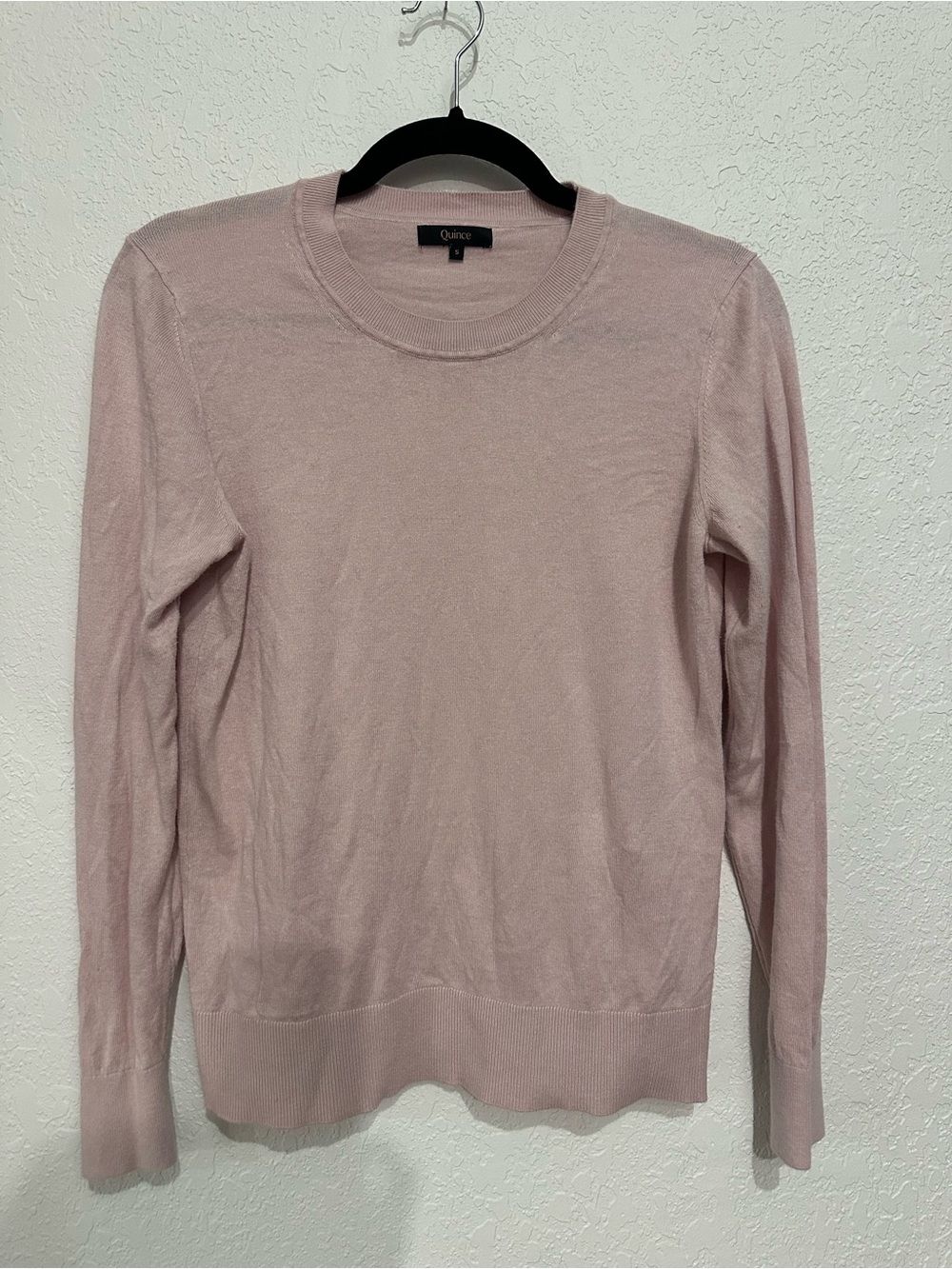 Quince Pale Pink Cotton Cashmere blend Crewneck Sweater